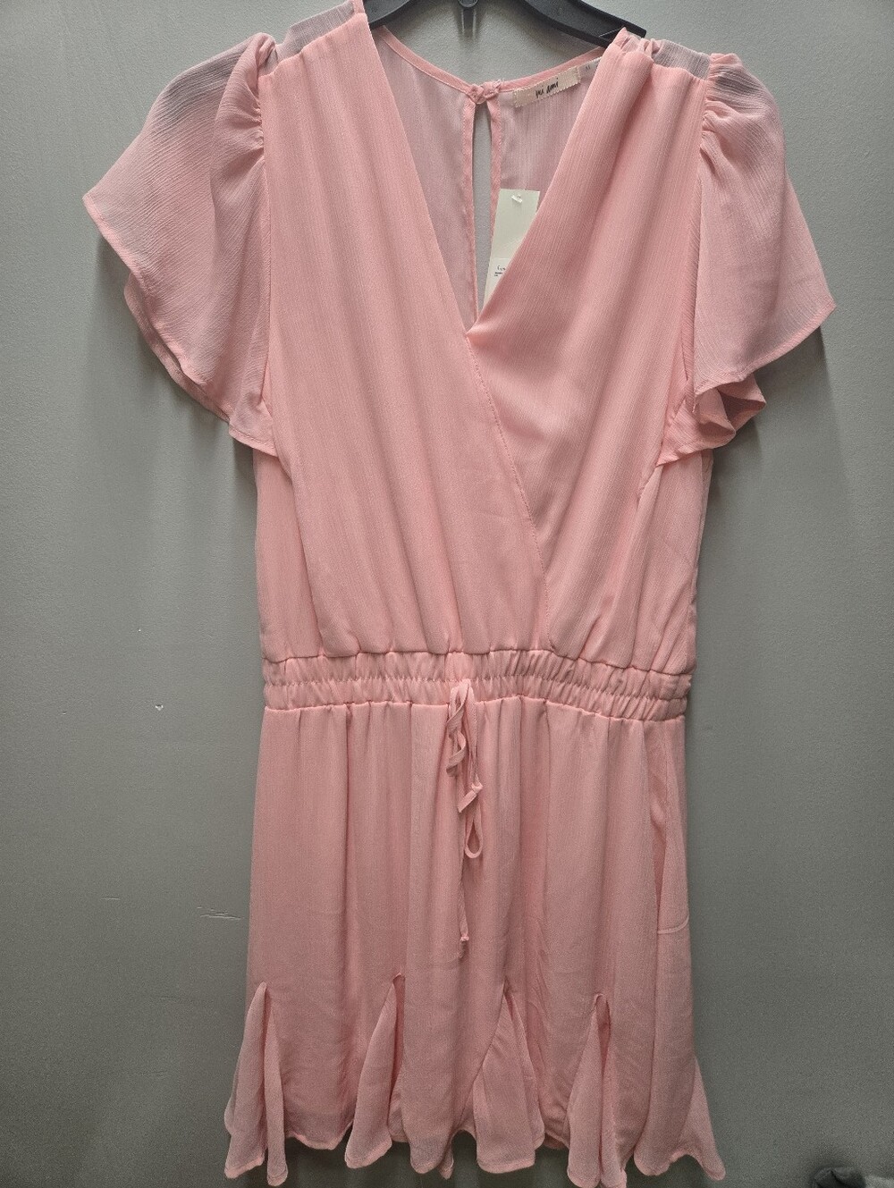 Francesca’s Mi Ami Womens Medium Tie Front Pink Mini Dress NWT